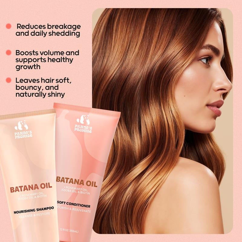 Batana Oil Shampoo & Conditioner – Cleanses Scalp, Boosts Hair Growth & Strengthens Roots – with Rosemary, Biotin & Jojoba – 12 Fl Oz Duo by Panda’S Promise