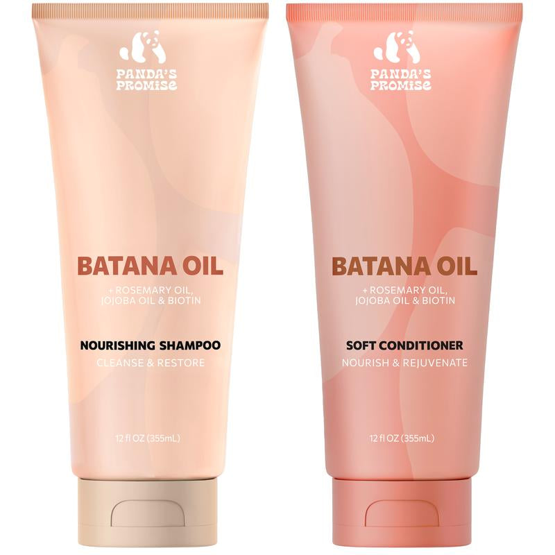Batana Oil Shampoo & Conditioner – Cleanses Scalp, Boosts Hair Growth & Strengthens Roots – with Rosemary, Biotin & Jojoba – 12 Fl Oz Duo by Panda’S Promise