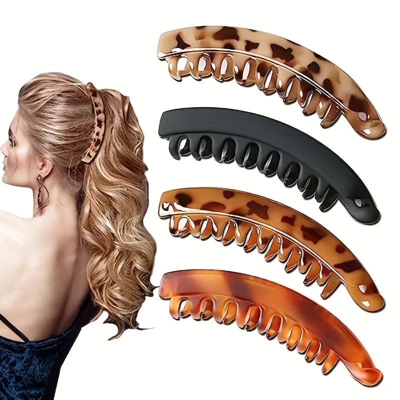Matte Banana Hair Clip - Fish-Shaped Ponytail Headband 