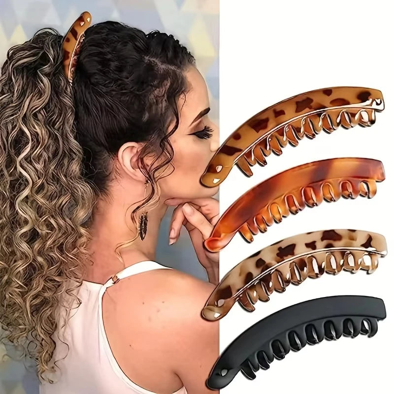 Matte Banana Hair Clip - Fish-Shaped Ponytail Headband 