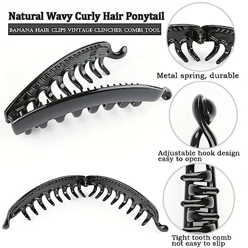 Matte Banana Hair Clip - Fish-Shaped Ponytail Headband 